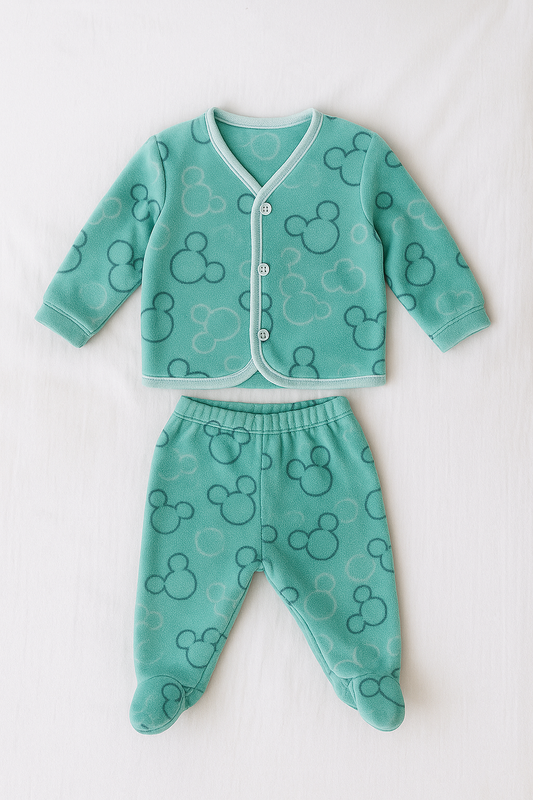 INK SPOT® Baby Fleece Winter Suit Set | Soft Warm Full Sleeves Pajama & Top Set for Newborn Boys & Girls | Cozy Cartoon Print Nightwear for Infants (0–12 Months)