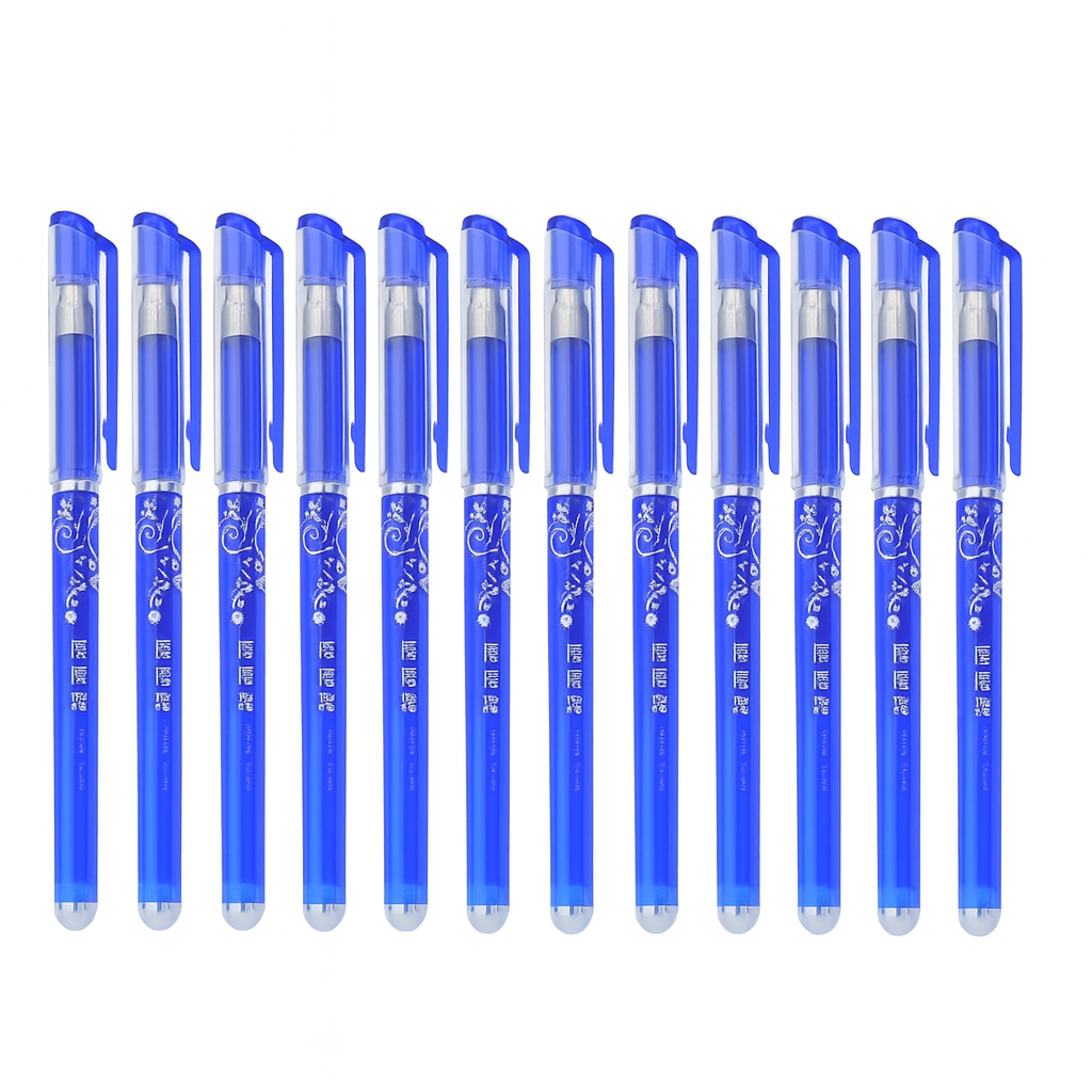 Ink Spot® Premium Blue Erasable Ball Pen Pack of 12 | Smooth Writing | Long-Lasting Ink | Office & School