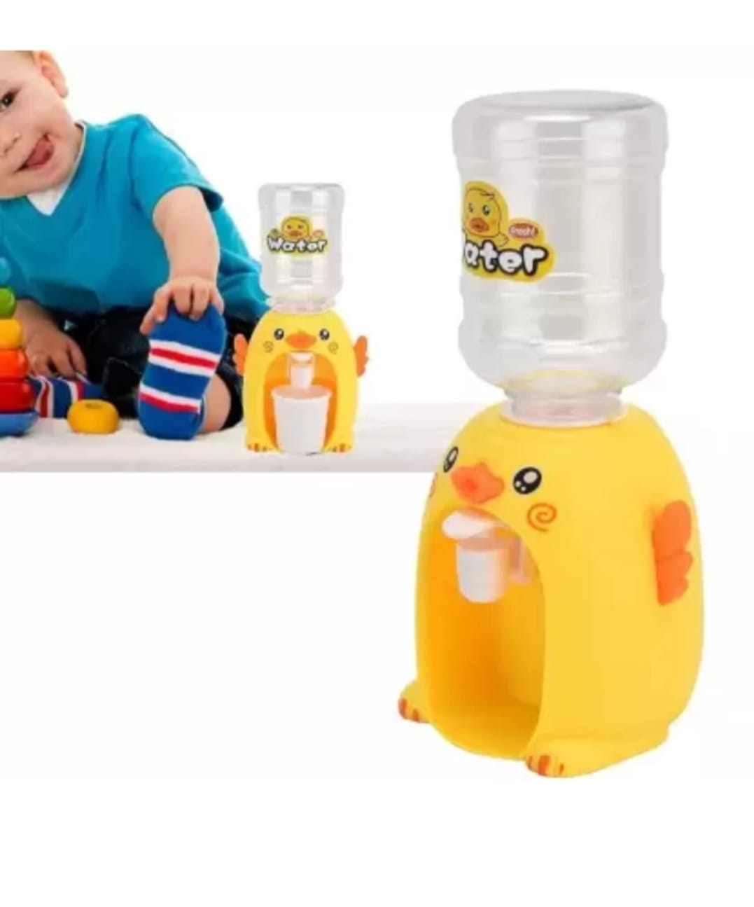 Ink Spot® Cute Cartoon Mini Water Dispenser Toy for Kids, Pretend Play Drinking Game with Bottle