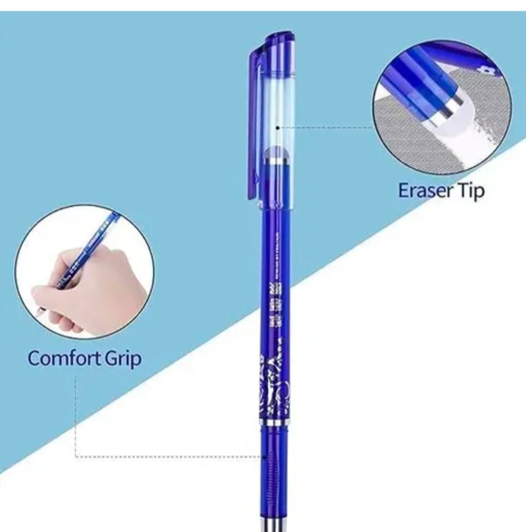 Ink Spot® Premium Blue Erasable Ball Pen Pack of 12 | Smooth Writing | Long-Lasting Ink | Office & School