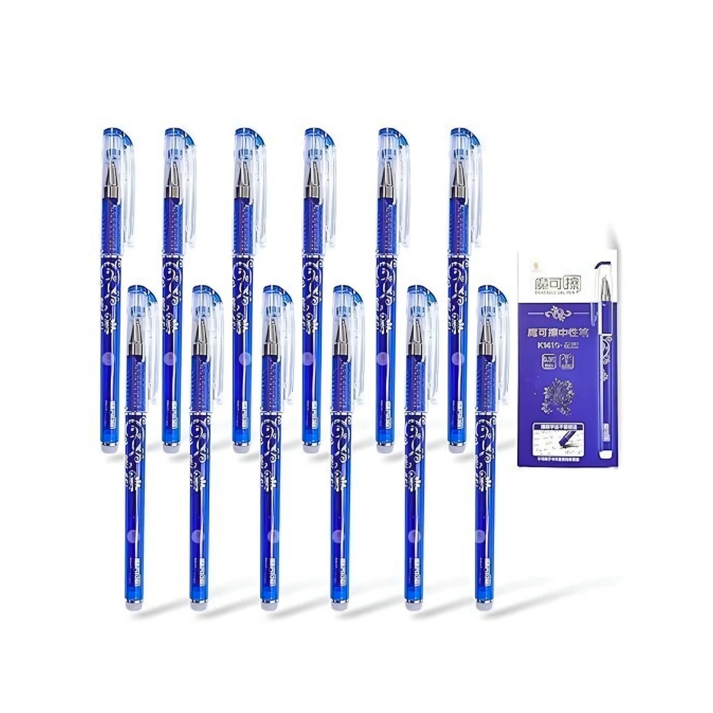 Ink Spot® Premium Blue Erasable Ball Pen Pack of 12 | Smooth Writing | Long-Lasting Ink | Office & School