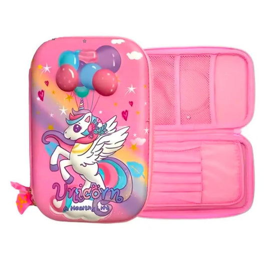 Ink Spot® Magical Unicorn 3D Embossed Hardtop Pencil Case for Girls | Large Capacity School Supply Organizer Box