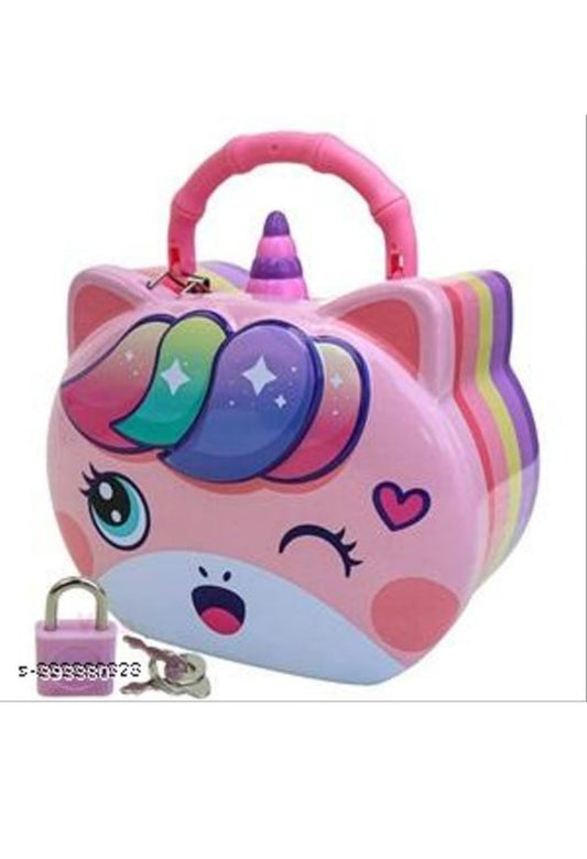 Ink Spot® Cute Unicorn Shaped Piggy Bank for Kids, Money Saving Coin Box with Rainbow Design