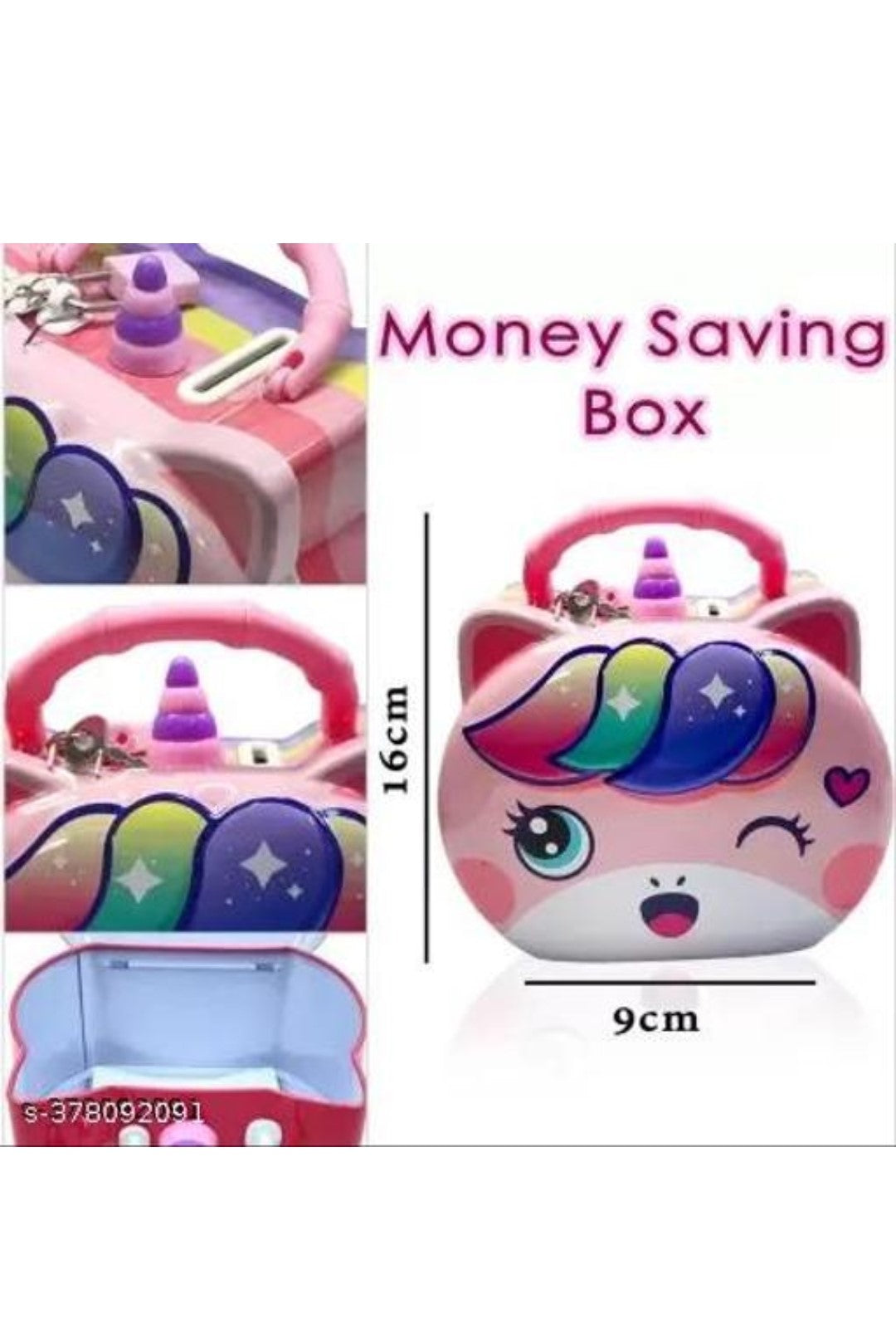 Ink Spot® Cute Unicorn Shaped Piggy Bank for Kids, Money Saving Coin Box with Rainbow Design