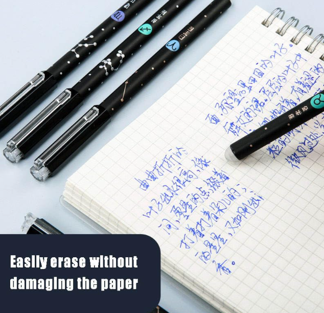 Ink Spot® "Set of 12 Black Gel Ink Pens with Zodiac Constellation Design for Smooth Writing Experience"