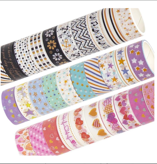 Ink Spot® Premium Decorative Washi Tape Set for Journaling, Scrapbooking, DIY Crafts & Gift Wrapping pack of 30