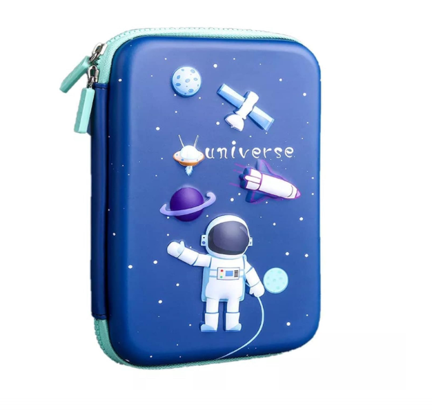 Ink Spot® Cosmic Explorer 3D Pencil Case | EVA Hard Shell Astronaut & Space Theme Pen Organizer for Kids