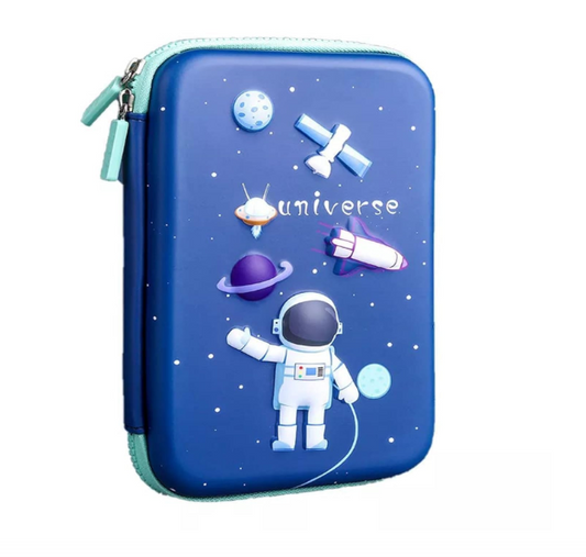 Ink Spot® Cosmic Explorer 3D Pencil Case | EVA Hard Shell Astronaut & Space Theme Pen Organizer for Kids