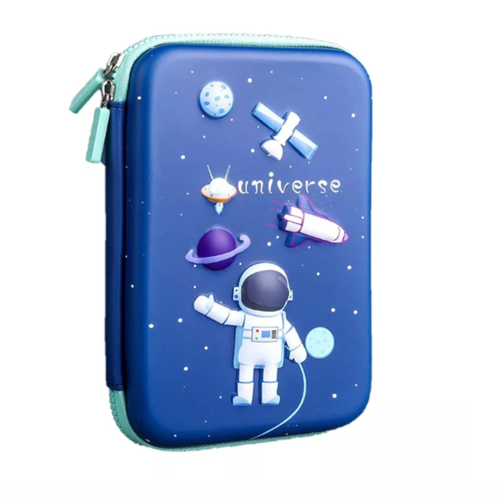 Ink Spot® Cosmic Explorer 3D Pencil Case | EVA Hard Shell Astronaut & Space Theme Pen Organizer for Kids