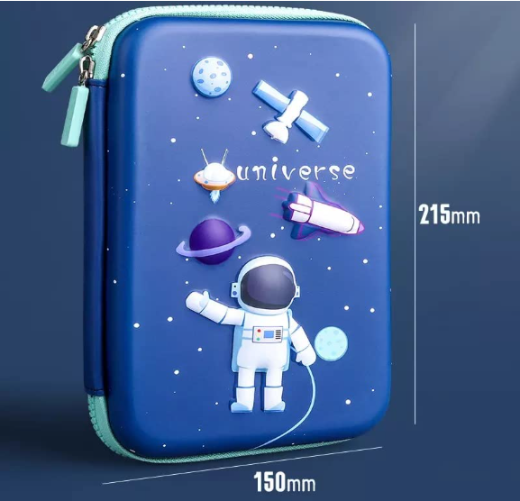 Ink Spot® Cosmic Explorer 3D Pencil Case | EVA Hard Shell Astronaut & Space Theme Pen Organizer for Kids