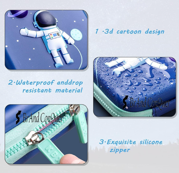 Ink Spot® Cosmic Explorer 3D Pencil Case | EVA Hard Shell Astronaut & Space Theme Pen Organizer for Kids