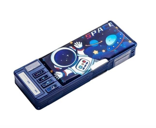 Ink Spot® "Space Astronaut Multi-Functional Pencil Box with Calculator, Sharpener, Storage Compartments for Kids and Students