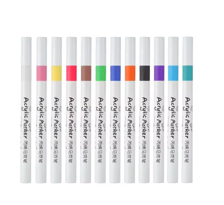 Ink Spot® 12 Shades Acrylic Markers Acrylic Paint Pens Set Non Toxic Acrylic Paint Markers Ideal for Mandala Art Doodling Drawing Sketching, Colouring & Shading Pens for Painting