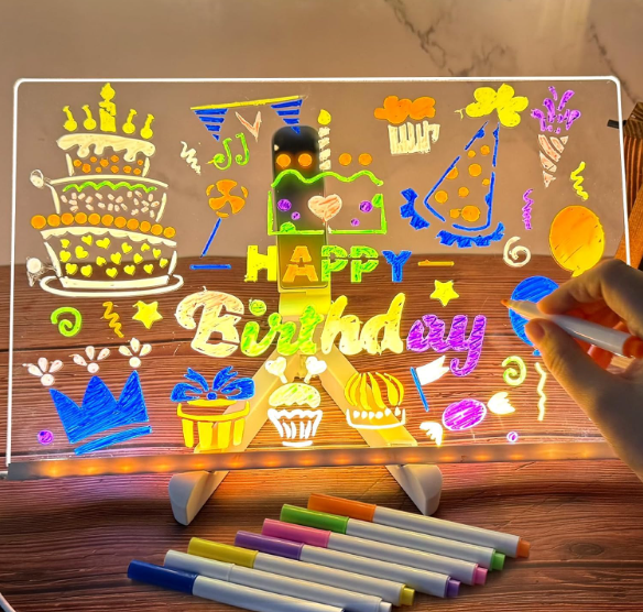 Ink Spot Diy 3D Acrylic Writing Pad With Pen Message Board Rewritable Table Lamp For Study Led Light Office Home Decor Gift