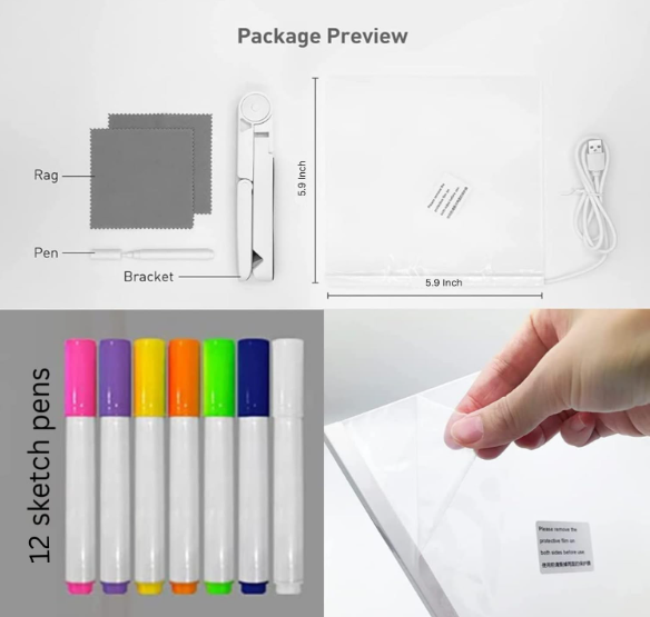 Ink Spot Diy 3D Acrylic Writing Pad With Pen Message Board Rewritable Table Lamp For Study Led Light Office Home Decor Gift