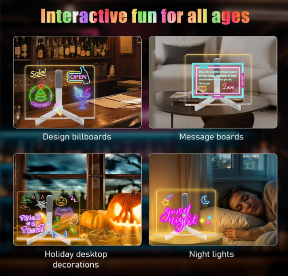 Ink Spot Diy 3D Acrylic Writing Pad With Pen Message Board Rewritable Table Lamp For Study Led Light Office Home Decor Gift