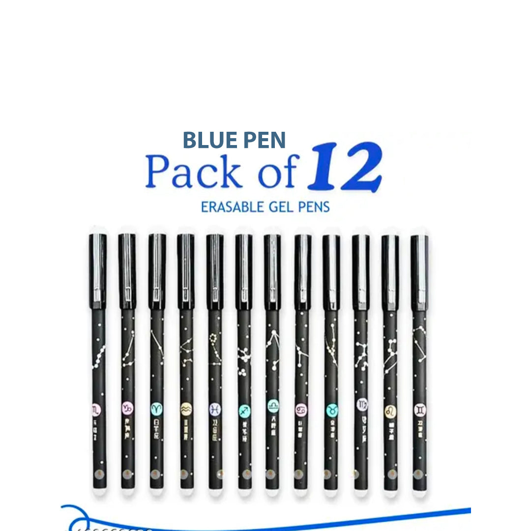 Ink Spot® "Set of 12 Black Gel Ink Pens with Zodiac Constellation Design for Smooth Writing Experience"