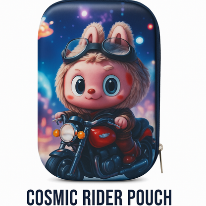 Inkspot® Cosmic Rider Pencil Pouch | Stylish Cartoon Labubu Motorcycle Design for Kids & Students