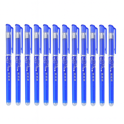Ink Spot® Premium Blue Erasable Ball Pen Pack of 12 | Smooth Writing | Long-Lasting Ink | Office & School