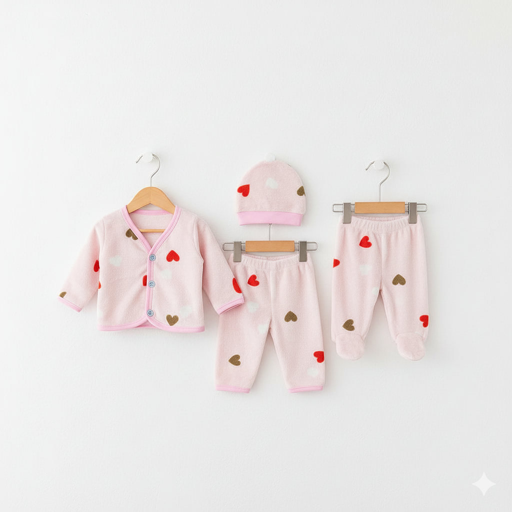 Inkspot® 5-Piece Premium Soft Cotton Newborn Baby Essential Clothing Set | Complete Layette Suit for Infants | Includes Side-Tie Shirt, Footed Pants, Cap, Anti-Scratch Mittens & Bib | All-in-One Hospital Coming Home Gift Set (0-9 Months)