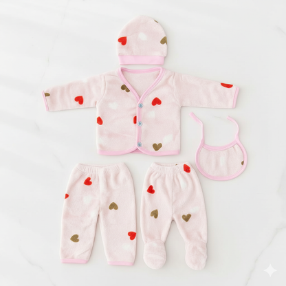 Inkspot® 5-Piece Premium Soft Cotton Newborn Baby Essential Clothing Set | Complete Layette Suit for Infants | Includes Side-Tie Shirt, Footed Pants, Cap, Anti-Scratch Mittens & Bib | All-in-One Hospital Coming Home Gift Set (0-9 Months)