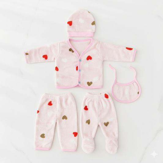 Inkspot® 5-Piece Premium Soft Cotton Newborn Baby Essential Clothing Set | Complete Layette Suit for Infants | Includes Side-Tie Shirt, Footed Pants, Cap, Anti-Scratch Mittens & Bib | All-in-One Hospital Coming Home Gift Set (0-9 Months)