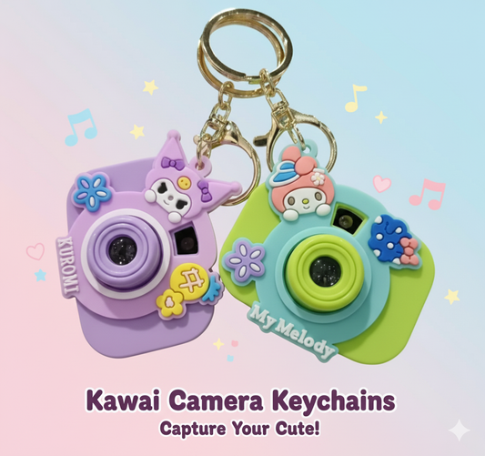 Inkspot® Cute Cartoon Camera Keychain | Kuromi & My Melody Character Keyring for Girls, Kids & Gift Purpose Pack of 4