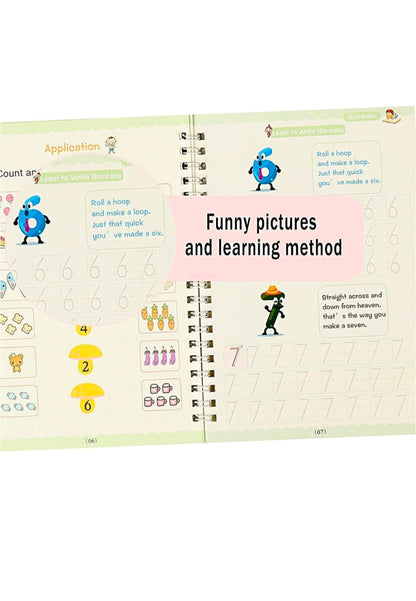 Sank Magic Reusable Practice Copybook Set for Kids with Magic Pen for Preschool Handwriting, Drawing, Numbers, and Alphabet.