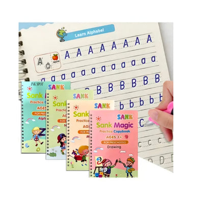 Sank Magic Reusable Practice Copybook Set for Kids with Magic Pen for Preschool Handwriting, Drawing, Numbers, and Alphabet.