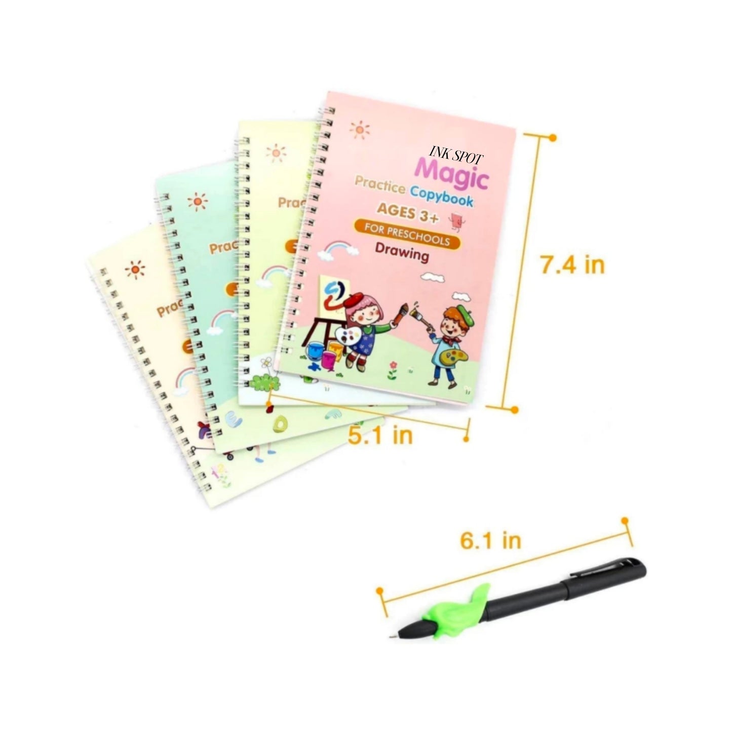 Sank Magic Reusable Practice Copybook Set for Kids with Magic Pen for Preschool Handwriting, Drawing, Numbers, and Alphabet.
