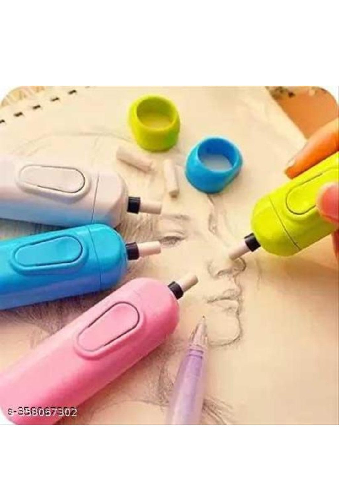 Ink Spot® Electric Eraser Kit with Extra Refills for Students, Artists, Drawing, Sketching and Office Use