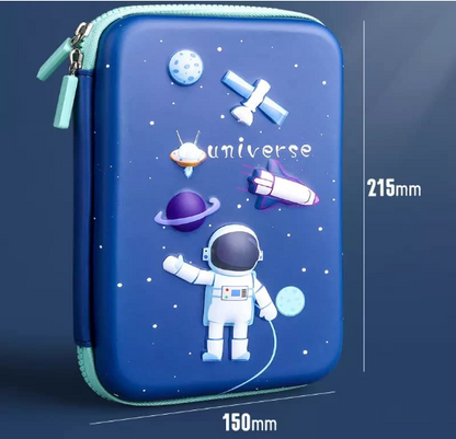 Ink Spot® Cosmic Explorer 3D Pencil Case | EVA Hard Shell Astronaut & Space Theme Pen Organizer for Kids