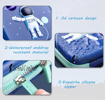 Ink Spot® Cosmic Explorer 3D Pencil Case | EVA Hard Shell Astronaut & Space Theme Pen Organizer for Kids