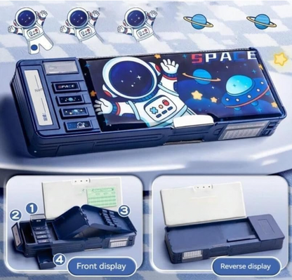 Ink Spot® "Space Astronaut Multi-Functional Pencil Box with Calculator, Sharpener, Storage Compartments for Kids and Students