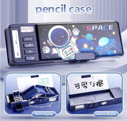 Ink Spot® "Space Astronaut Multi-Functional Pencil Box with Calculator, Sharpener, Storage Compartments for Kids and Students