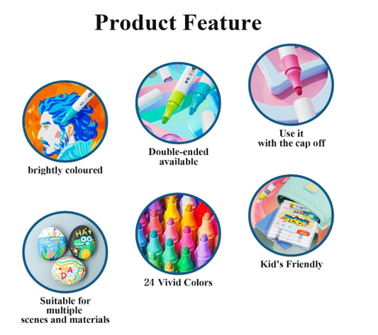 Ink Spot® 12 Shades Acrylic Markers Acrylic Paint Pens Set Non Toxic Acrylic Paint Markers Ideal for Mandala Art Doodling Drawing Sketching, Colouring & Shading Pens for Painting