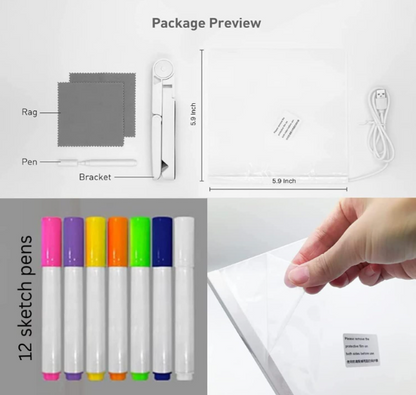 Ink Spot Diy 3D Acrylic Writing Pad With Pen Message Board Rewritable Table Lamp For Study Led Light Office Home Decor Gift