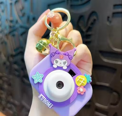 Inkspot® Cute Cartoon Camera Keychain | Kuromi & My Melody Character Keyring for Girls, Kids & Gift Purpose Pack of 4