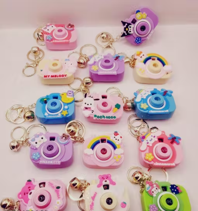 Inkspot® Cute Cartoon Camera Keychain | Kuromi & My Melody Character Keyring for Girls, Kids & Gift Purpose Pack of 4