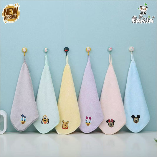 INK SPOT® Premium Baby Microfiber Hand & Face Towels Set | Ultra Soft, Super Absorbent, Quick Dry Multipurpose Napkins with Cute Cartoon Embroidery for Kids (Pack of 6, Multicolor)